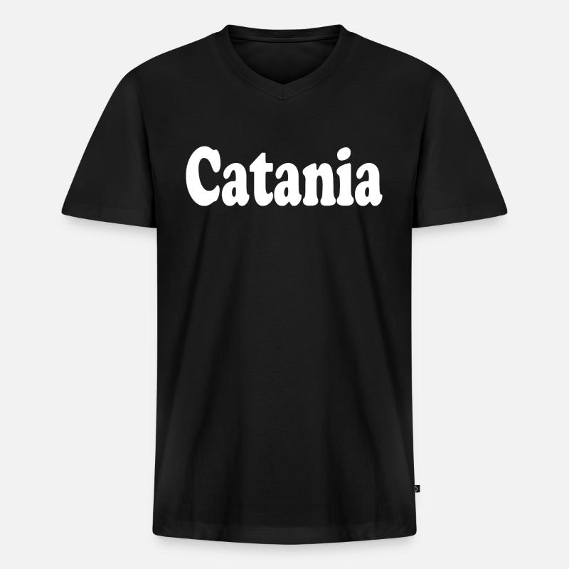 Catania - Männer Premium Bio T-Shirt mit V-Ausschnitt - Schwarz