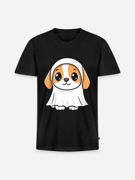 Beagle Dog Halloween Funny Ghost - Men's Premium Organic T-shirt with V-neck - black
