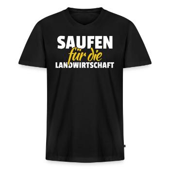 Saufen für die Landwirtschaft Shirt Geschenkidee - Männer Premium Bio T-Shirt mit V-Ausschnitt - Schwarz - Vorne - Nico (187cm)