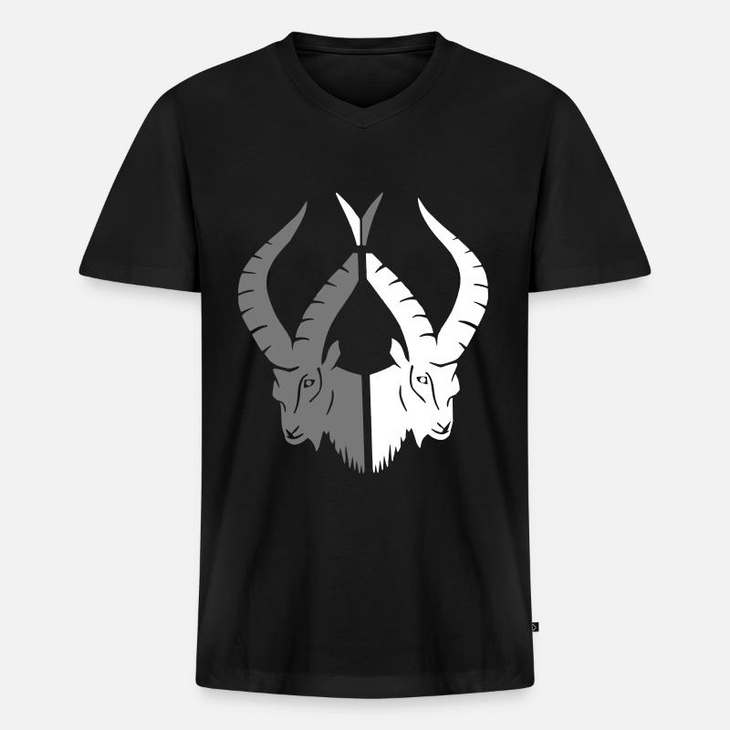 Steinbock Tier Sternzeichen Astrologie - Männer Premium Bio T-Shirt mit V-Ausschnitt - Schwarz