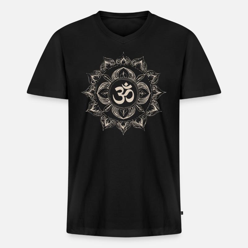 Kosmische Resonanz: Das heilige Om - Männer Premium Bio T-Shirt mit V-Ausschnitt - Schwarz