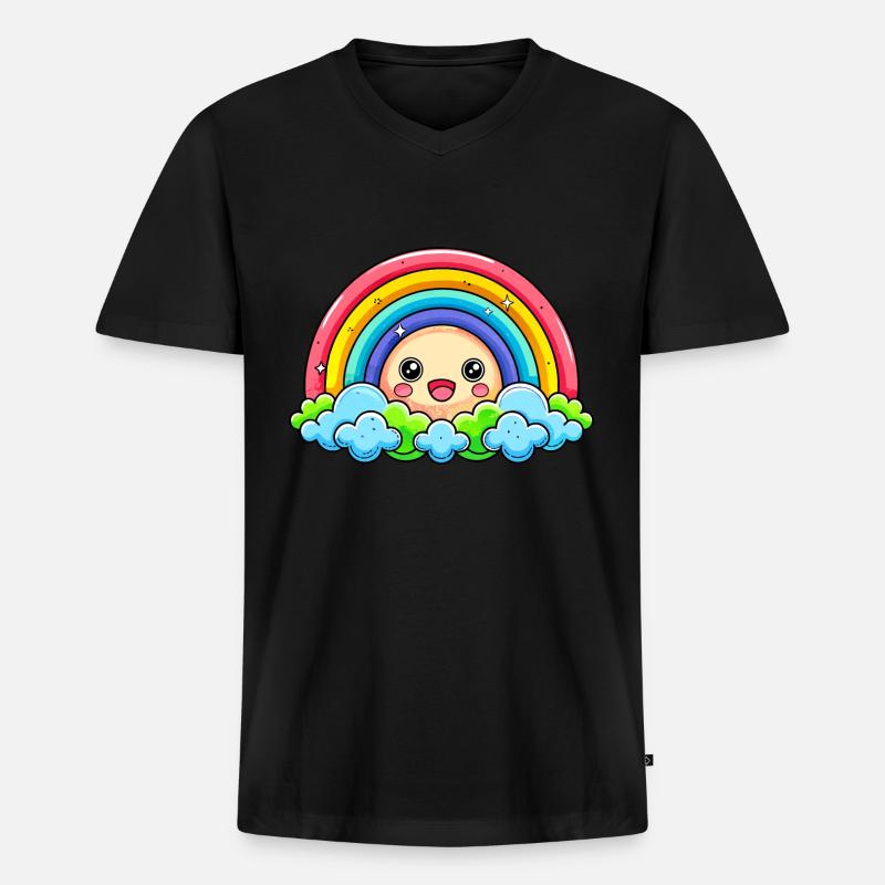 Süßer Regenbogen - Männer Premium Bio T-Shirt mit V-Ausschnitt - Schwarz