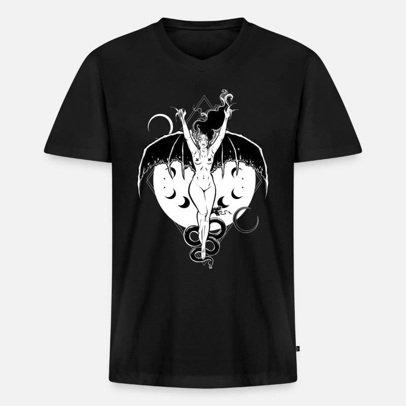 Fledermausmädchen - Männer Premium Bio T-Shirt mit V-Ausschnitt - Schwarz