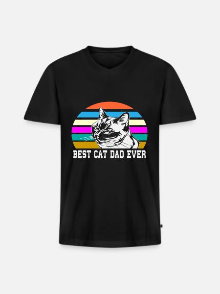 Cat's father - Men's Premium Organic T-shirt with V-neck - black