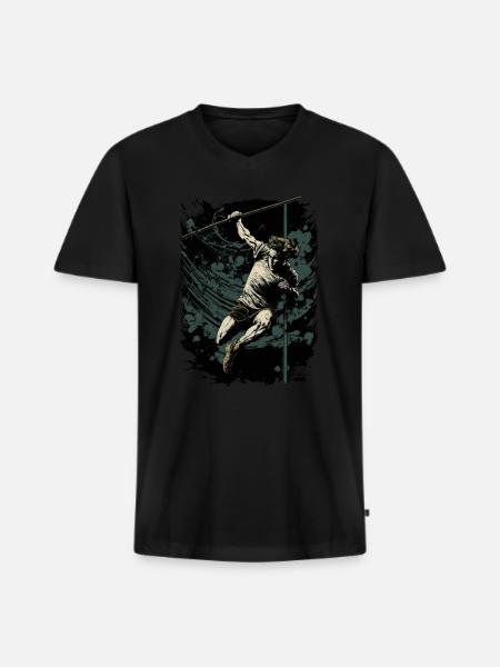 Stabhochspringer in Aktion - Männer Premium Bio T-Shirt mit V-Ausschnitt - Schwarz