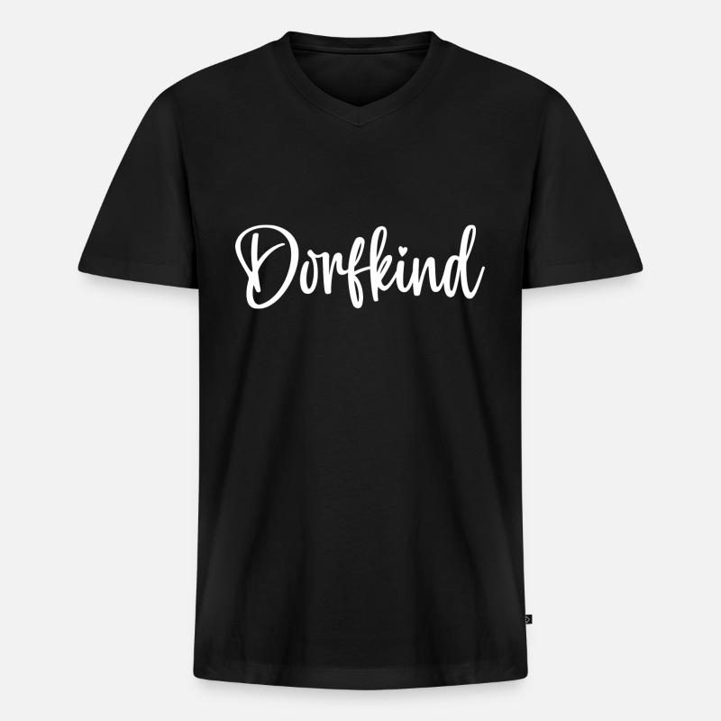 dorfkind - Männer Premium Bio T-Shirt mit V-Ausschnitt - Schwarz