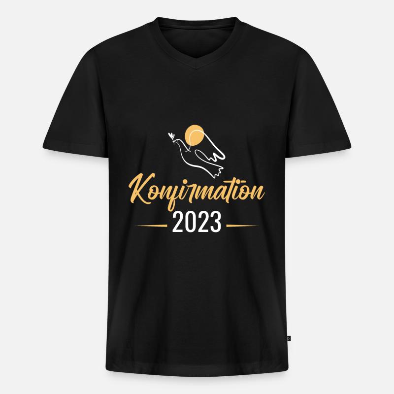 Konfirmand 2023 Konfirmation - Männer Premium Bio T-Shirt mit V-Ausschnitt - Schwarz