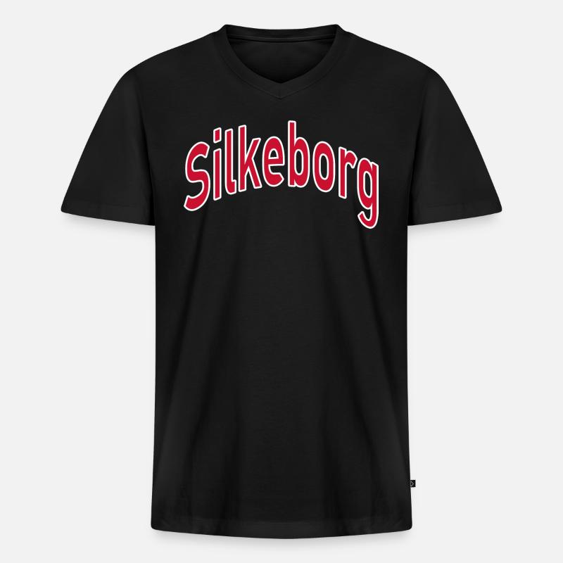 Silkeborg - Männer Premium Bio T-Shirt mit V-Ausschnitt - Schwarz