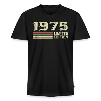 Geboren In 1975 Verjaardag 1975 Vintage 1975 - Mannen Premium Bio T-shirt met V-hals - zwart - Voor - Nico (187cm)