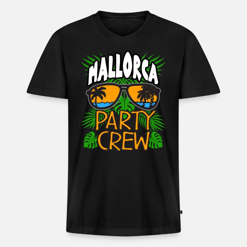 Mallorca - Männer Premium Bio T-Shirt mit V-Ausschnitt - Schwarz