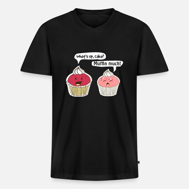 Muffin Konversation - Männer Premium Bio T-Shirt mit V-Ausschnitt - Schwarz