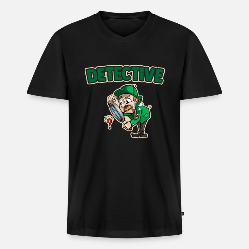 Detektiv mit Lupe - Männer Premium Bio T-Shirt mit V-Ausschnitt - Schwarz