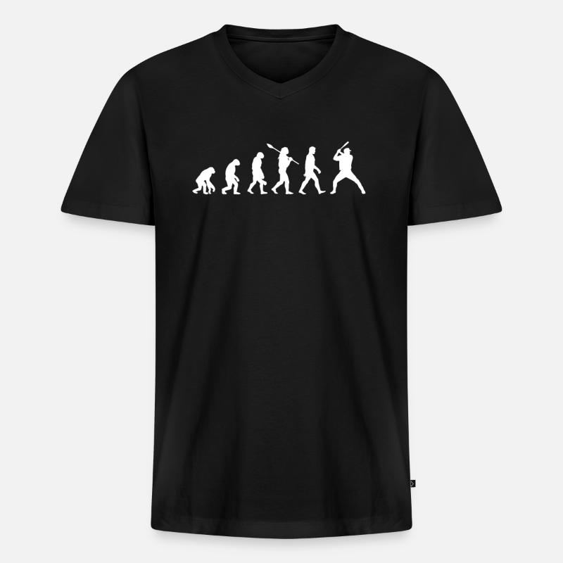 Baseball Evolution - Männer Premium Bio T-Shirt mit V-Ausschnitt - Schwarz