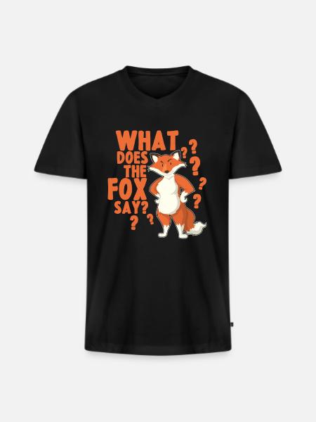 Was sagt der Fuchs - Männer Premium Bio T-Shirt mit V-Ausschnitt - Schwarz