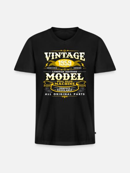 1959 - Men's Premium Organic T-shirt with V-neck - black