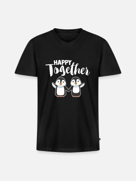 Freundschaft - Männer Premium Bio T-Shirt mit V-Ausschnitt - Schwarz