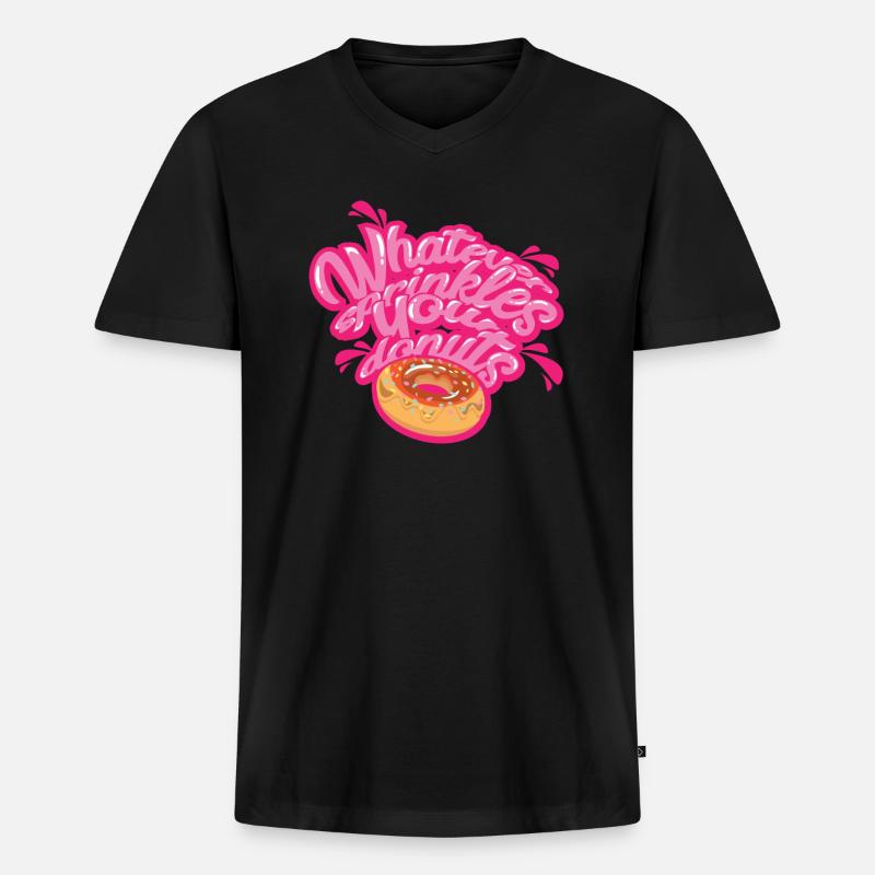 DONUT | Whatever Sprinkles Your Donuts - Männer Premium Bio T-Shirt mit V-Ausschnitt - Schwarz