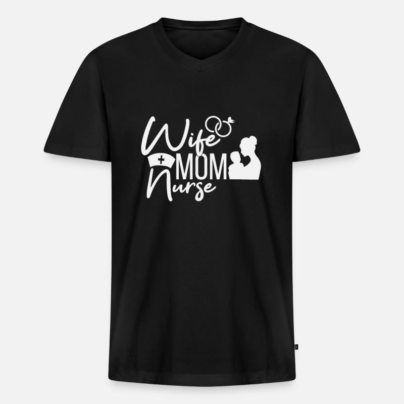 Ehefrau Mutter Krankenschwester - Männer Premium Bio T-Shirt mit V-Ausschnitt - Schwarz