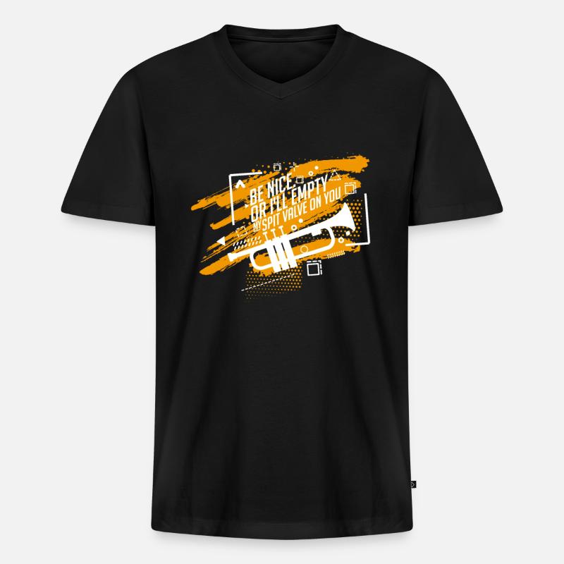 Trompete - Männer Premium Bio T-Shirt mit V-Ausschnitt - Schwarz