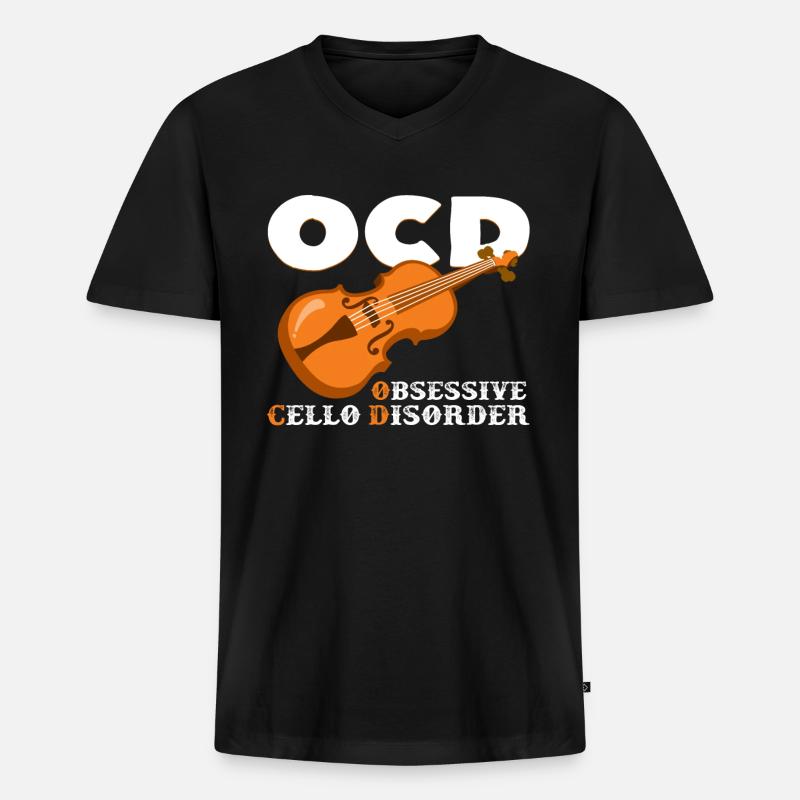 Cello - Männer Premium Bio T-Shirt mit V-Ausschnitt - Schwarz