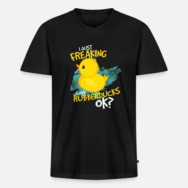 Gummiente - Männer Premium Bio T-Shirt mit V-Ausschnitt - Schwarz