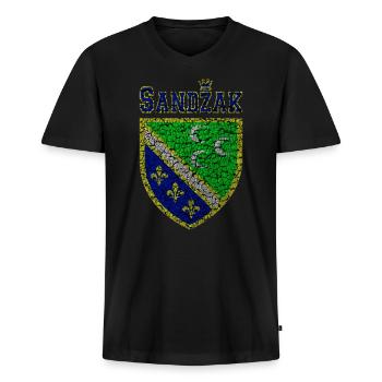 Sandzak Flagge sandzaklija jebote - Männer Premium Bio T-Shirt mit V-Ausschnitt - Schwarz - Vorne - Nico (187cm)