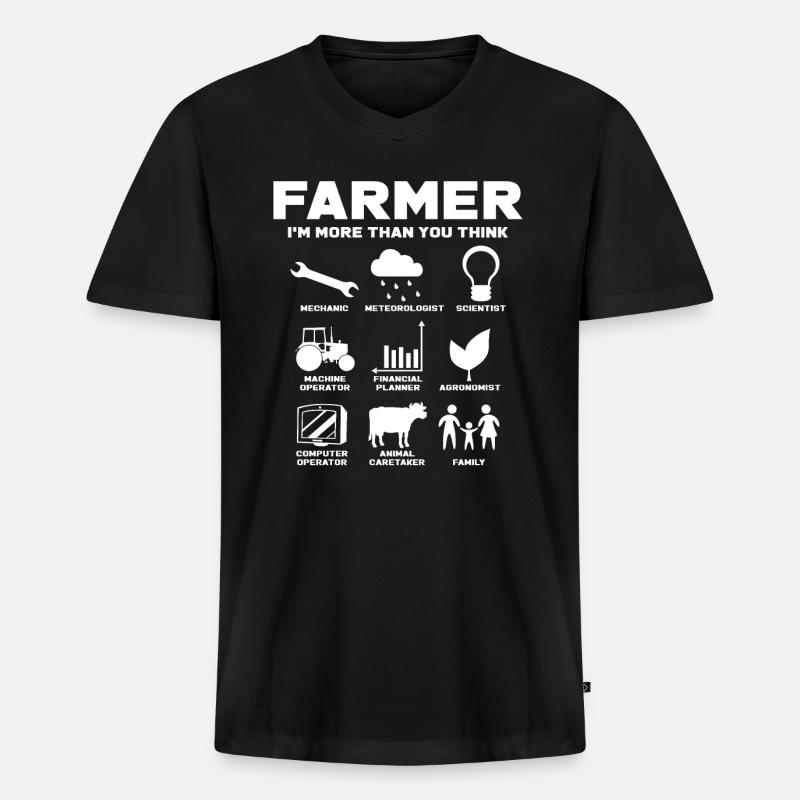 Farmer - Männer Premium Bio T-Shirt mit V-Ausschnitt - Schwarz