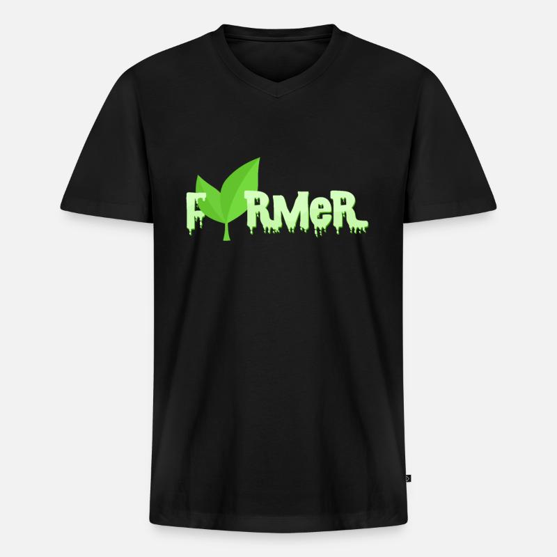 Bauer - Männer Premium Bio T-Shirt mit V-Ausschnitt - Schwarz