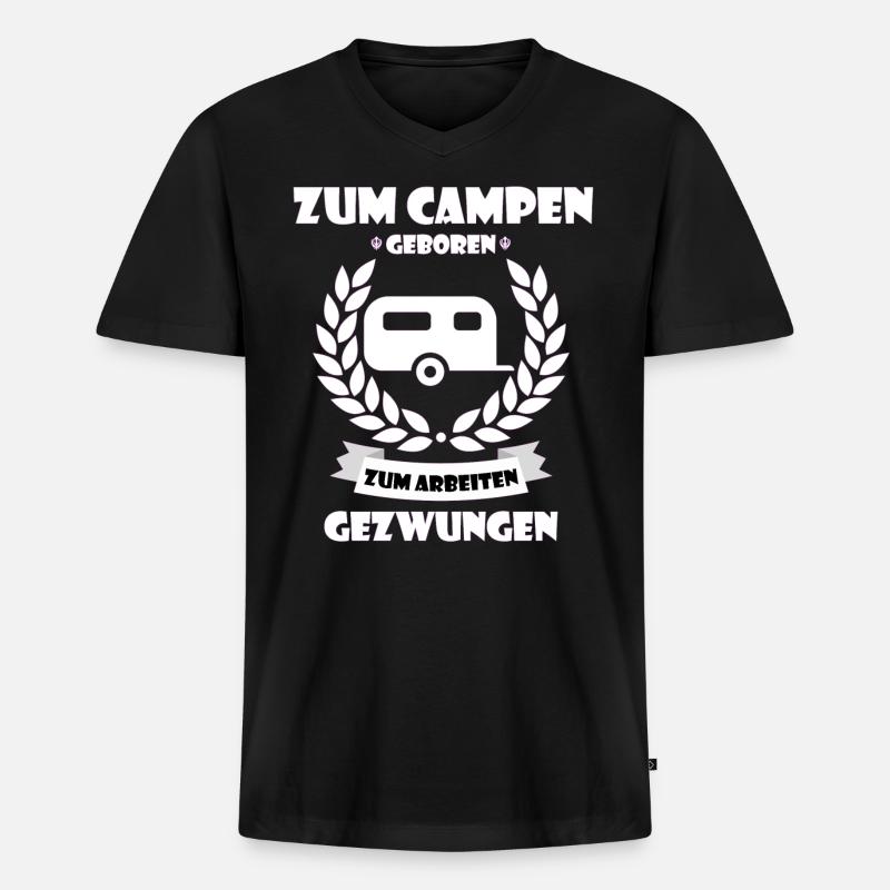 Camper - Männer Premium Bio T-Shirt mit V-Ausschnitt - Schwarz