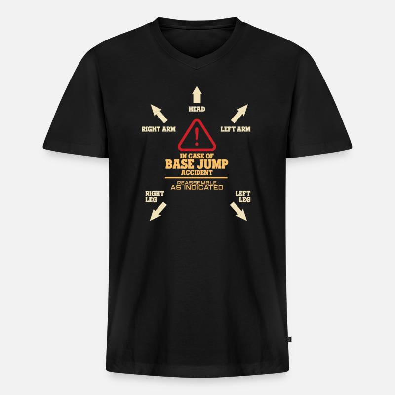 Base Jump - Männer Premium Bio T-Shirt mit V-Ausschnitt - Schwarz