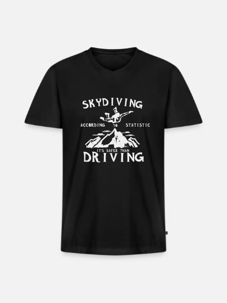 Skydiving - Männer Premium Bio T-Shirt mit V-Ausschnitt - Schwarz