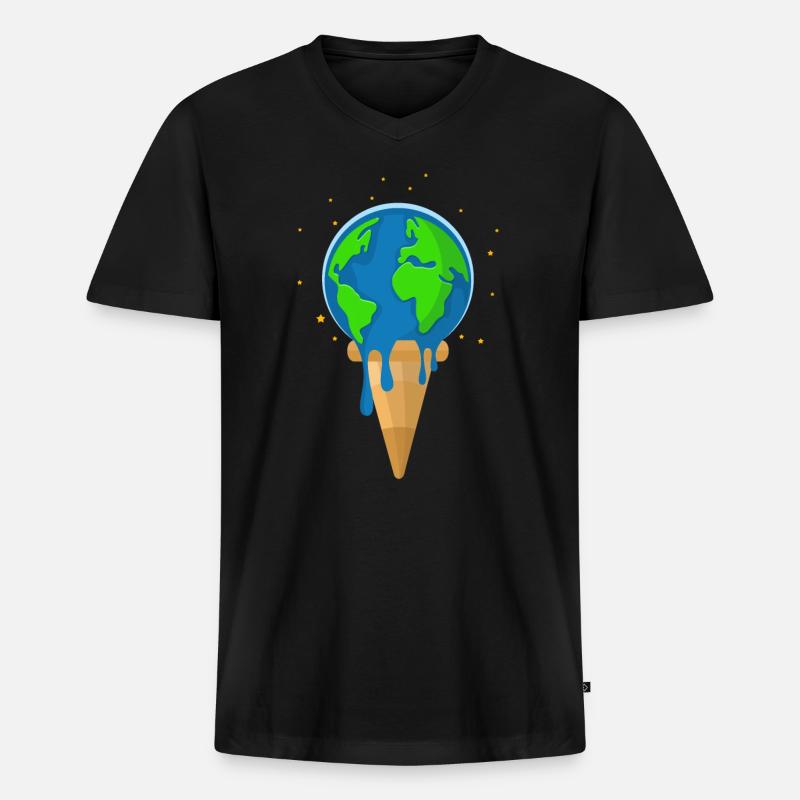 Klimaschutz - Männer Premium Bio T-Shirt mit V-Ausschnitt - Schwarz