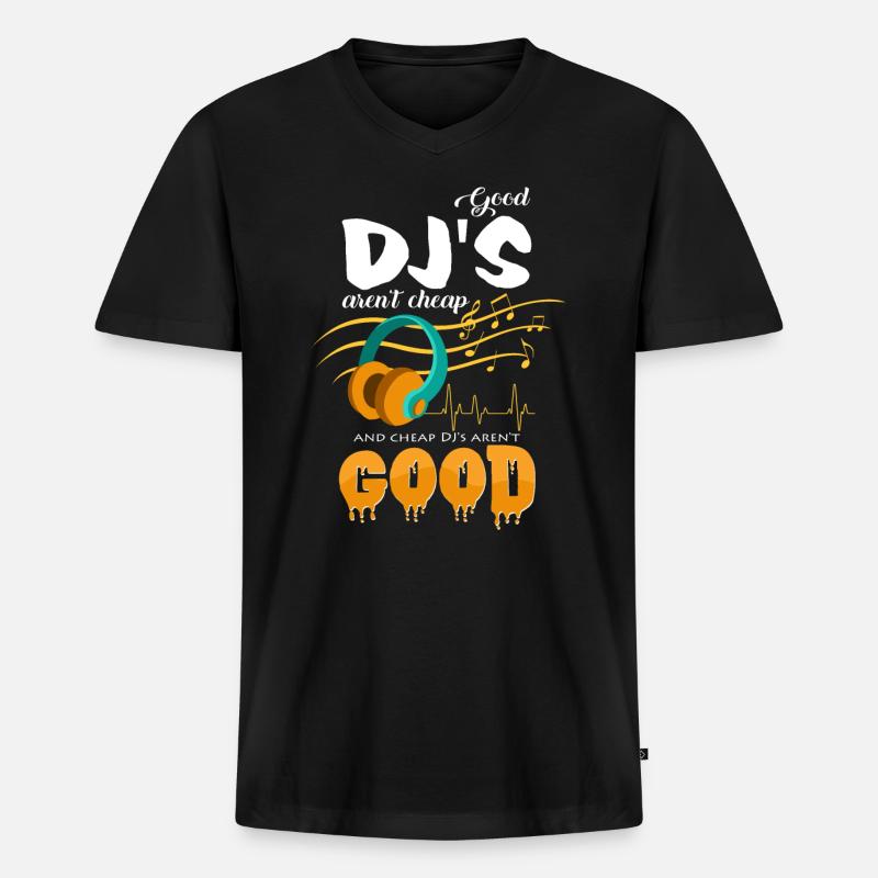 DJ's - Männer Premium Bio T-Shirt mit V-Ausschnitt - Schwarz