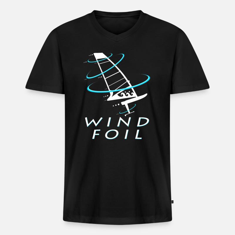 Windfoiling - Männer Premium Bio T-Shirt mit V-Ausschnitt - Schwarz