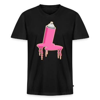 Bombe aérosol - T-shirt encolure en V Premium bio Homme - noir - Devant - Nico (187cm)