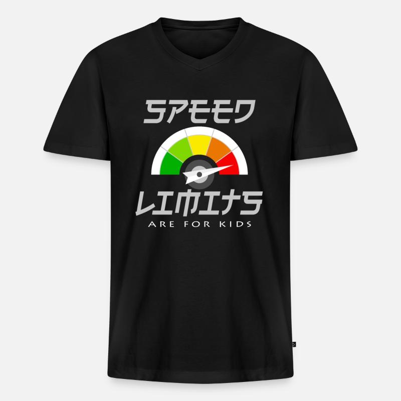 Tempolimit - Männer Premium Bio T-Shirt mit V-Ausschnitt - Schwarz