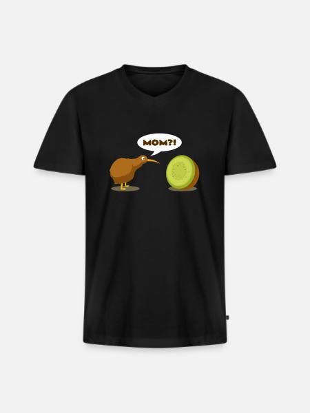 Kiwivogel Kiwifrucht - Männer Premium Bio T-Shirt mit V-Ausschnitt - Schwarz