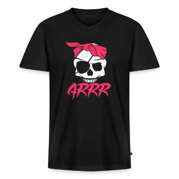 Piraat Pirate Skull Pirate Girl Gift - Mannen Premium Bio T-shirt met V-hals - zwart - Voor - Nico (187cm)