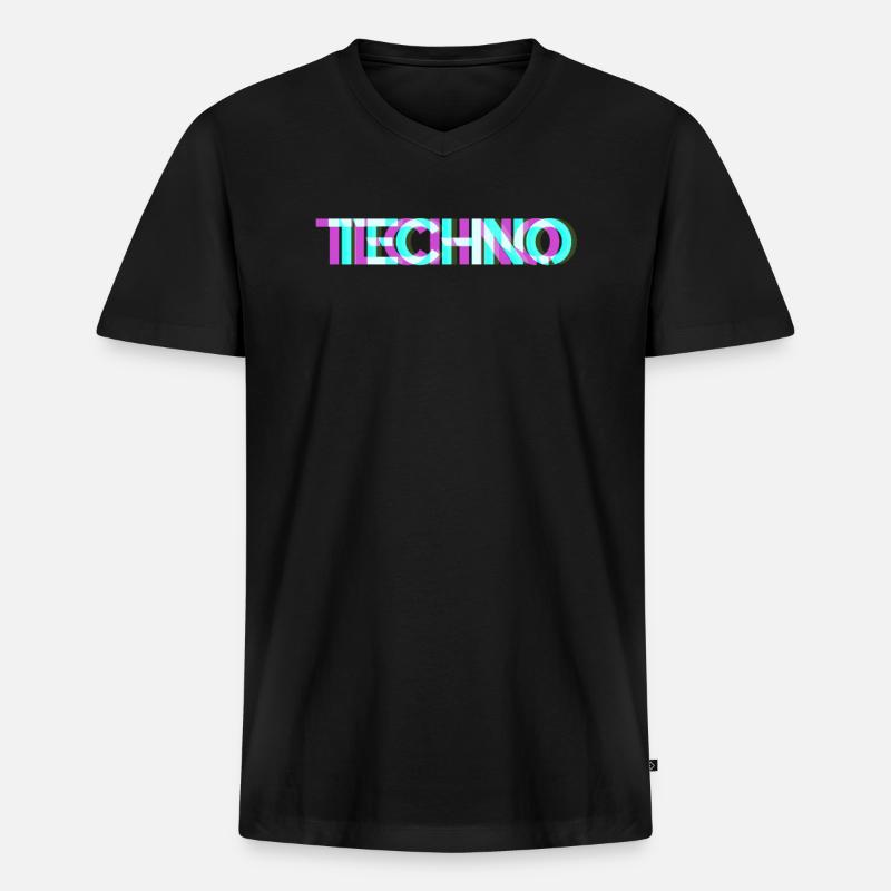 Techno - Männer Premium Bio T-Shirt mit V-Ausschnitt - Schwarz