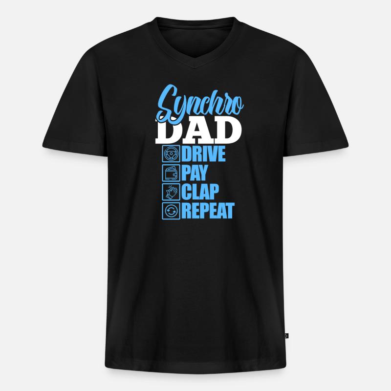 Synchronschwimmen Vater - Männer Premium Bio T-Shirt mit V-Ausschnitt - Schwarz