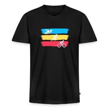 Triathlon - Männer Premium Bio T-Shirt mit V-Ausschnitt - Schwarz - Vorne - Nico (187cm)