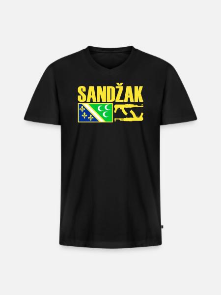 Sandzak Flag, Cool Sandzak Roots, Sandzak - Men's Premium Organic T-shirt with V-neck - black