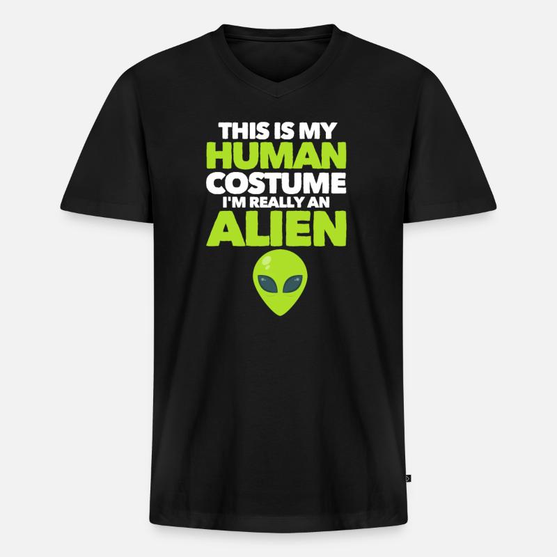 Alien - Männer Premium Bio T-Shirt mit V-Ausschnitt - Schwarz