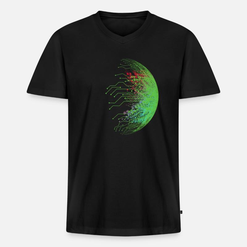 Binär Code - Männer Premium Bio T-Shirt mit V-Ausschnitt - Schwarz