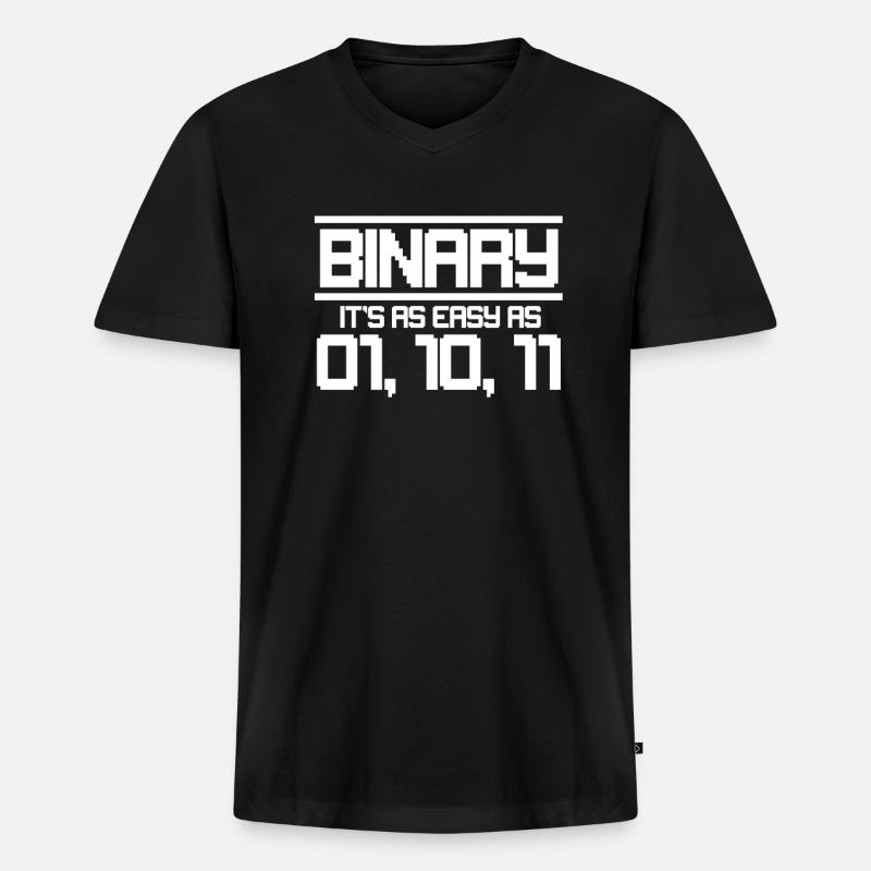 Binär Code - Männer Premium Bio T-Shirt mit V-Ausschnitt - Schwarz