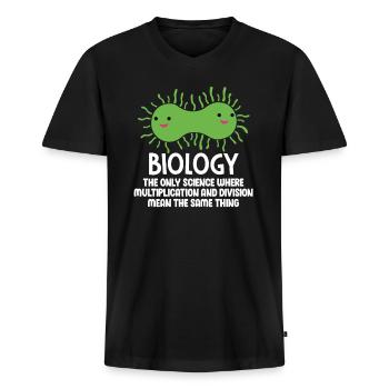 Biologie - Männer Premium Bio T-Shirt mit V-Ausschnitt - Schwarz - Vorne - Nico (187cm)