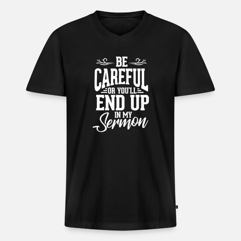 Pastor - Männer Premium Bio T-Shirt mit V-Ausschnitt - Schwarz