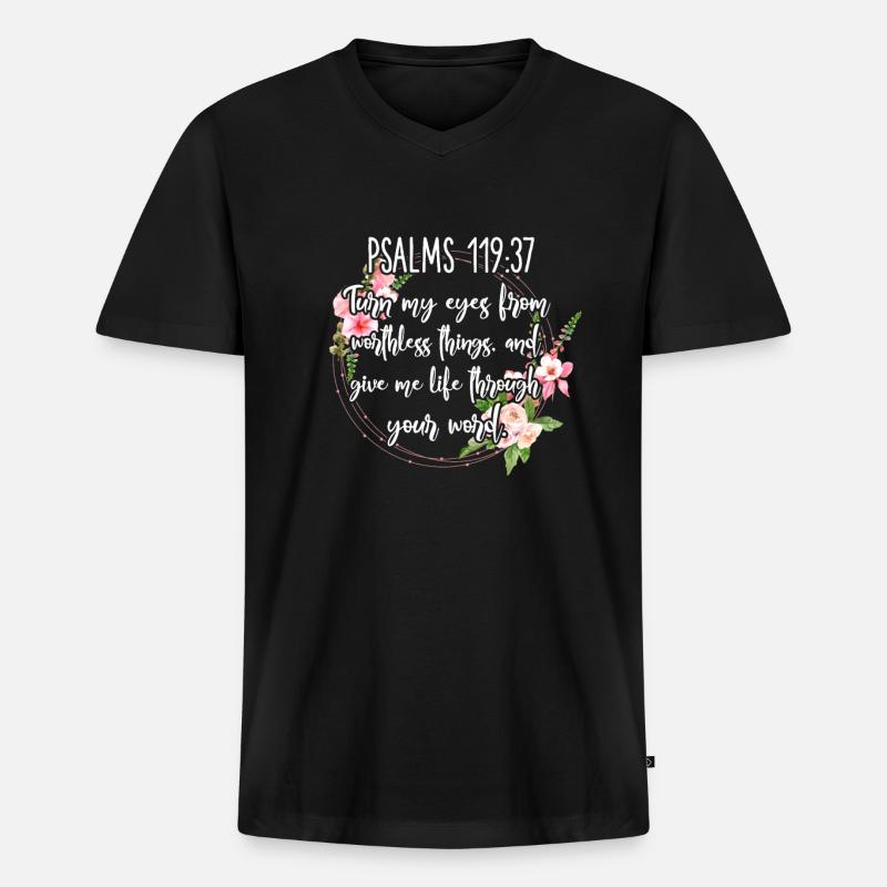 Bibel - Männer Premium Bio T-Shirt mit V-Ausschnitt - Schwarz