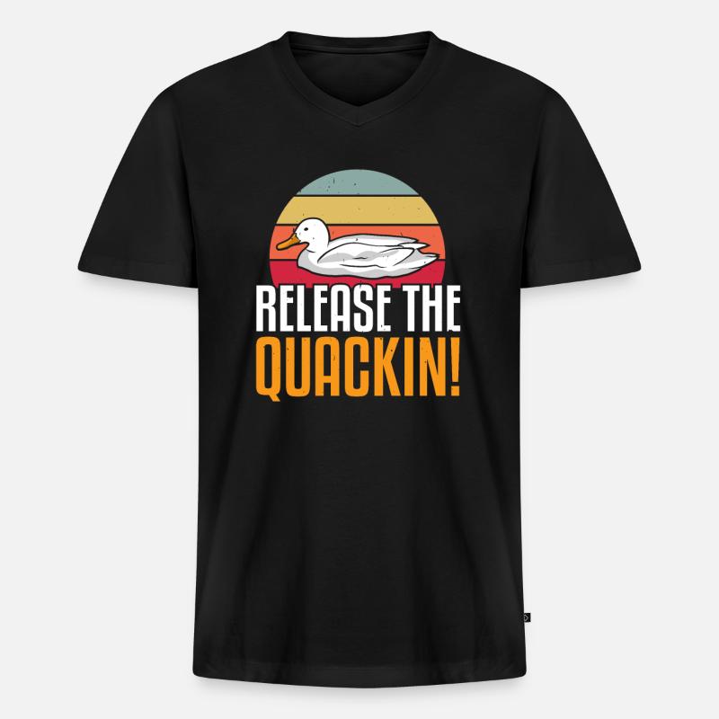 Ente - Männer Premium Bio T-Shirt mit V-Ausschnitt - Schwarz