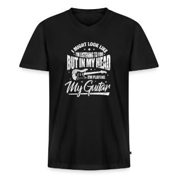 Gitarre - Männer Premium Bio T-Shirt mit V-Ausschnitt - Schwarz - Vorne - Nico (187cm)